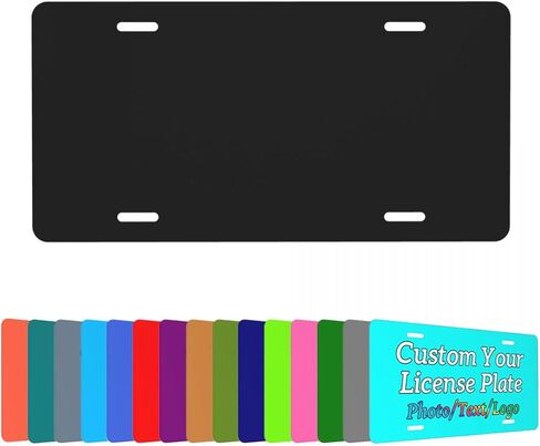 Customized License Plate for Front of Car, Upload Your Own Picture, Logo, Text, Personalized Aluminum Decorative License Plates, PureBlack, 6"x12" in Saudi Arabia