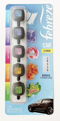 Febreze Car Air Freshener, Set of 5 Clips, Gain Island Fresh and Original Gain Scent in Saudi Arabia