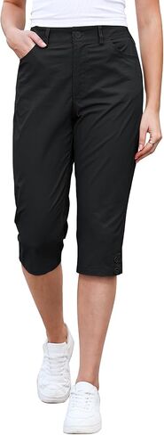 GRAPENT Capri Pants for Women High Waisted Relaxed Fit Elastic Knit Waist Casual Capris Cotton Trousers Cropped Pants in Saudi Arabia