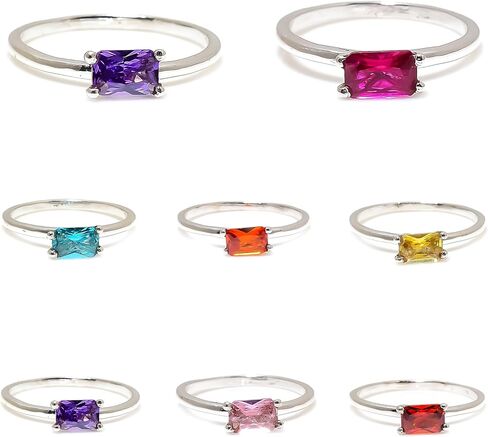 Orange Topaz Gemstone Stacking Stackable Rings For Women & Men | 925 Solid Silver Band | 4 x 6 mm | Radiant Shape Ring | Thanksgiving Christmas Unisex Jewelry in Kuwait