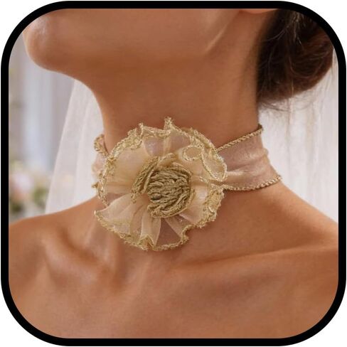 JAVARNV زهرة المختنق قلادة للنساء الأسود المختنق قلادة البوهيمي زهرة سلسلة قلادة الزفاف عيد الحب عيد الميلاد مجوهرات هدية للنساء الفتيات in Kuwait