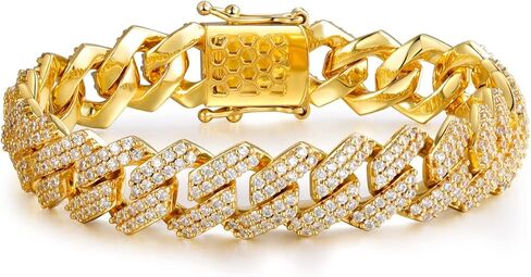 Gemsme 6mm Cuban Bracelet, Hip Hop Heavy 18k Gold d Plated Full Iced Out Miami Cuban Link Chain Bracelet 6MM in Saudi Arabia