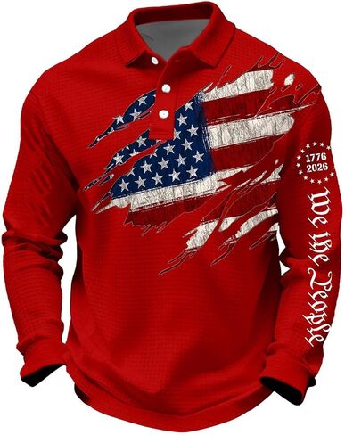 Men's United States 250 Years Printed Casual Top Patriotic American Flag Polo Shirt, S-5XL in Kuwait