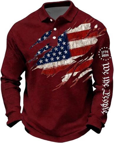 Men's United States 250 Years Printed Casual Top Patriotic American Flag Polo Shirt, S-5XL in Kuwait