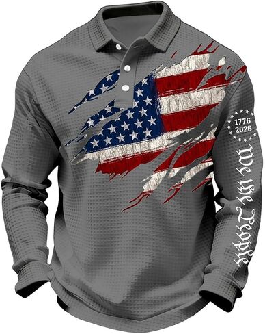 Men's United States 250 Years Printed Casual Top Patriotic American Flag Polo Shirt, S-5XL in Kuwait