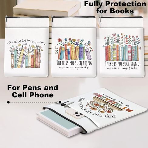 Book Lovers Gifts，Bookish Gifts Book Sleeve Books 4Pcs Pouch Protector with Zipper, Reading Accessories, Birthday Friendship Appreciation Gift for Women Bookworm Reader Friend Teacher Librarian in Saudi Arabia