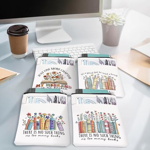 Book Lovers Gifts，Bookish Gifts Book Sleeve Books 4Pcs Pouch Protector with Zipper, Reading Accessories, Birthday Friendship Appreciation Gift for Women Bookworm Reader Friend Teacher Librarian in Saudi Arabia