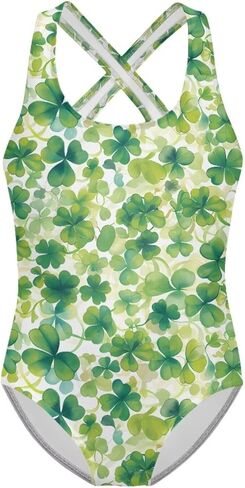 Girl's Cute Swimwear Sleeveless One Piece Swimsuits Cross Back Straps Beach Bathing Suits for 5-14 Years in Saudi Arabia