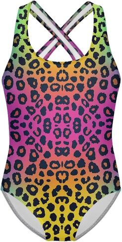 Girl's Cute Swimwear Sleeveless One Piece Swimsuits Cross Back Straps Beach Bathing Suits for 5-14 Years in Saudi Arabia