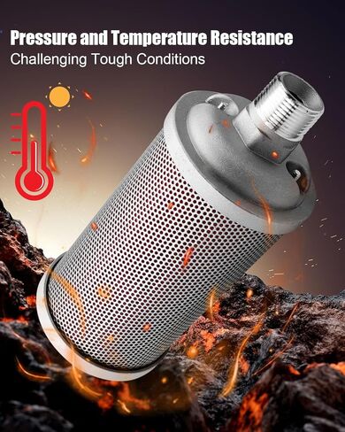 M10 Air Compressor Muffler 1 inch NPT Male Air Exhaust Silencer Fit for Compressed Air Equipment and Systems and Dryer Replacing Parts Single Chamber 125 PSI in Saudi Arabia