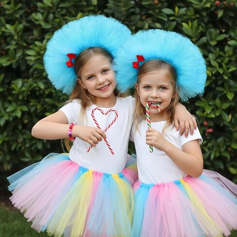 2 Pcs Dr Theme Blue Fluffy Tulle Headband with Red Bow Pompom Headwear for Party Cosplay Costume Accessories in Saudi Arabia