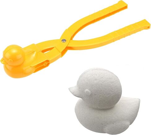 MRH&Crown صانع كرات الثلج على شكل بطة ألعاب مشبك أداة قالب آلة كرة الثلج ألعاب ألعاب مع مقبض للأطفال في فصل الشتاء كرة الثلج قتال صانع أداة مشبك (أصفر) in Kuwait