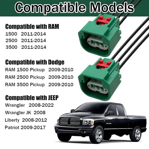 قطعتان من وصلة الأسلاك الأمامية مع 6 محطات استبدال OEM#68064997AA، موصل المصباح العملي، قابس المصابيح الأمامية، ملحقات السيارة المتوافقة مع دودج، رام، جيب in Kuwait