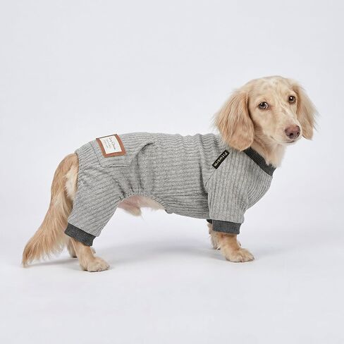 Fitwarm Knitted Dog Pajamas, Dog Clothes for Small Dogs Boy, Pet Onesie with Feet, Heather Color Cat Outfit, Blue, Black, XS in Kuwait