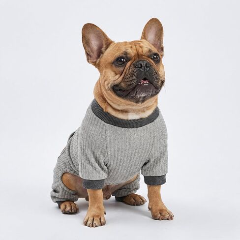 Fitwarm Knitted Dog Pajamas, Dog Clothes for Small Dogs Boy, Pet Onesie with Feet, Heather Color Cat Outfit, Blue, Black, XS in Kuwait