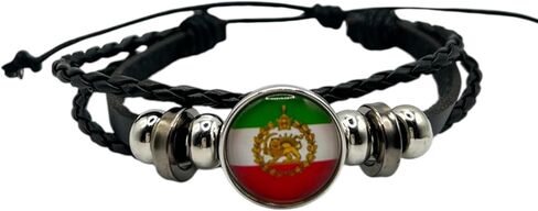 Bracelet Braided Black Rope with Persian | Iranian Lion Sun Emblem in Saudi Arabia