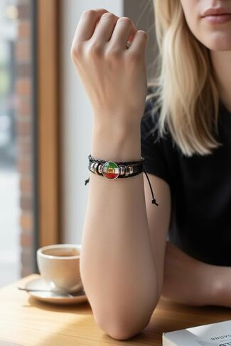 Bracelet Braided Black Rope with Persian | Iranian Lion Sun Emblem in Saudi Arabia