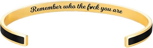 Remember Who The F You Are Motivational Color Bangle, Stainless Steel Inspirational Cuff Bracelets with Hidden Message Engraved Bracelet Jewelry Gift for Women Sisters Friends in Kuwait