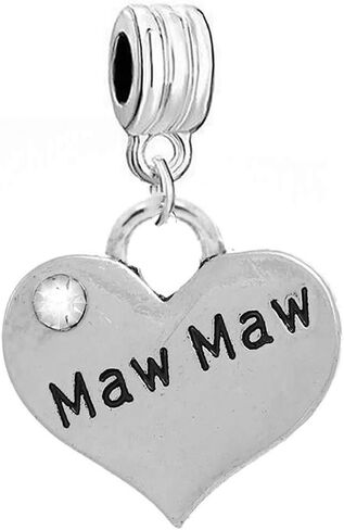 Maw Maw Charm Heart Dangle Bead Spacer For Snake Chain Charm Bracelet in Saudi Arabia