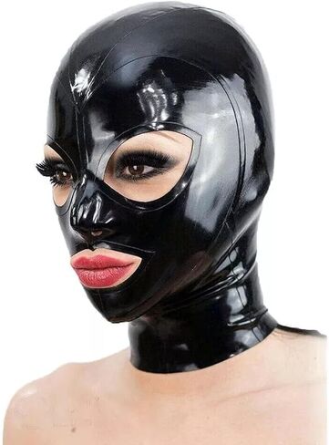 Fashion Black Full Face Latex Mask,Unisex Latex Hood Mask with Back Zipper for Novelty Club Wear in Saudi Arabia