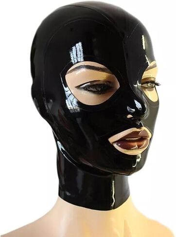 Fashion Black Full Face Latex Mask,Unisex Latex Hood Mask with Back Zipper for Novelty Club Wear in Saudi Arabia