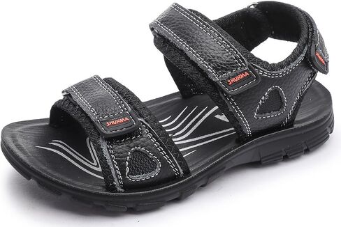 DADAWEN Boys Girls Leather Sandals Summer Athletic Hiking Beach Outdoor Open toe Adjustable Straps Sports Sandals for Kids (Toddler/Little Kid/Big Kid) in Saudi Arabia