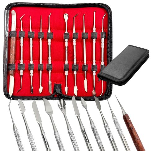 مجموعة أدوات نحت الشمع الفاخرة الجديدة - أدوات نحت الشمع والطين من الفولاذ المقاوم للصدأ - أدوات نحت الأسنان والشمع ذات الأطراف المزدوجة لنحت النمذجة والنحت والتشكيل (مجموعة نحت الشمع من 10) in Kuwait