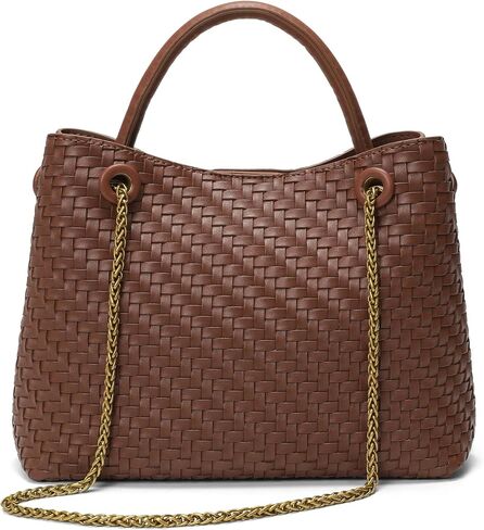 Women's Woven Small Tote Bag, Soft Texture Top-Handle Satchel with Gold-Tone Clasp in Kuwait
