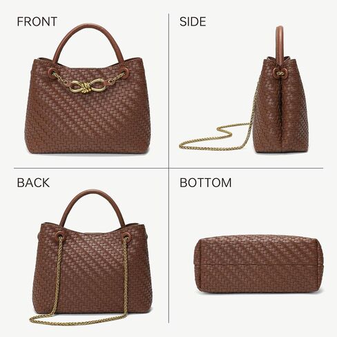 Women's Woven Small Tote Bag, Soft Texture Top-Handle Satchel with Gold-Tone Clasp in Kuwait