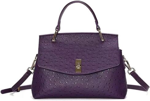 Women's Leather Top Handle Bag | Large Capacity Leather Tote Bag | Women's Single-Shoulder Crossbody Bag（purple） in Saudi Arabia