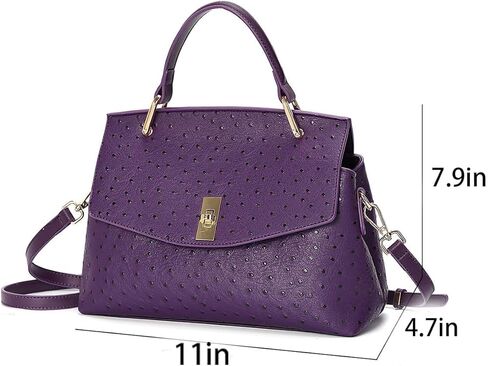 Women's Leather Top Handle Bag | Large Capacity Leather Tote Bag | Women's Single-Shoulder Crossbody Bag（purple） in Saudi Arabia
