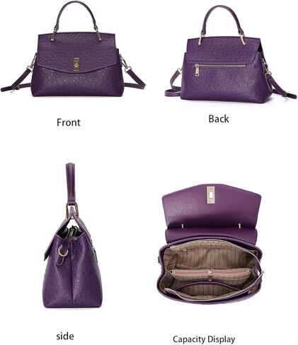 Women's Leather Top Handle Bag | Large Capacity Leather Tote Bag | Women's Single-Shoulder Crossbody Bag（purple） in Saudi Arabia