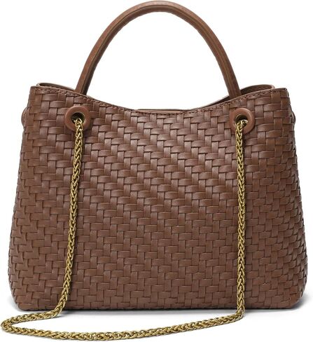 Women's Woven Small Tote Bag, Soft Texture Top-Handle Satchel with Gold-Tone Clasp in Kuwait