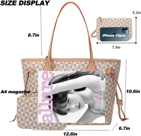 Designer Tote Bag for Women – 2 Pcs Handbag & Wallet Set,Top-Handle Satchel Shoulder Tote Bag Fits Daily in Saudi Arabia