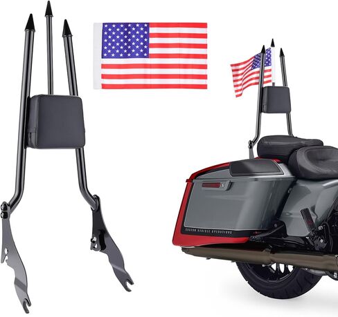 28 بوصة دراجة نارية الركاب الخلفي سيسي بار مناسب لـ Harley Touring Road King Street Glide CVO Road Glide Electra Glide Ultra Limited 2009-2025 مسند الظهر وسادة وسادة قابلة للفصل (أسود) in Saudi Arabia