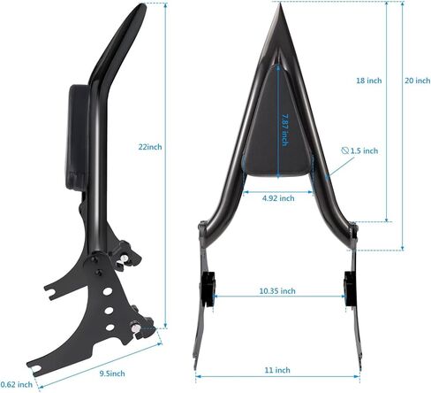 MZS Motorcycle Backrest Sissy Bar, 22" Detachable Passenger Rear Pad Quick Release Accessories Black Compatible with Sportster XL 883 1200 XL883 XL1200 Iron 2004-2022 in Saudi Arabia