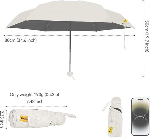UV Protection Mini Umbrella - Portable Anti-UV Umbrella with UV Coating & 6 Reinforced Ribs for Sun Rain in Saudi Arabia