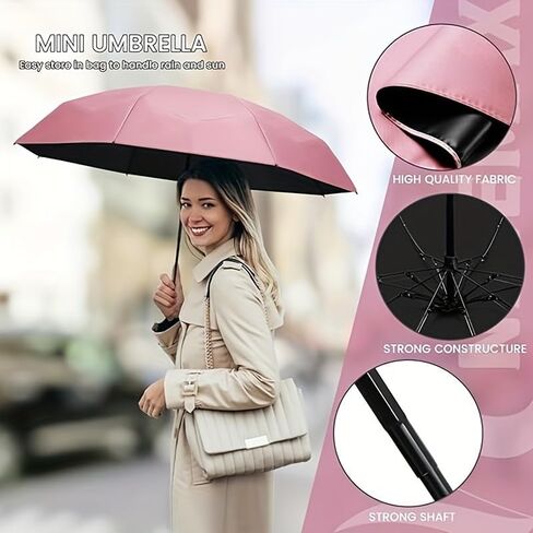 UV Protection Mini Umbrella - Portable Anti-UV Umbrella with UV Coating & 6 Reinforced Ribs for Sun Rain in Saudi Arabia