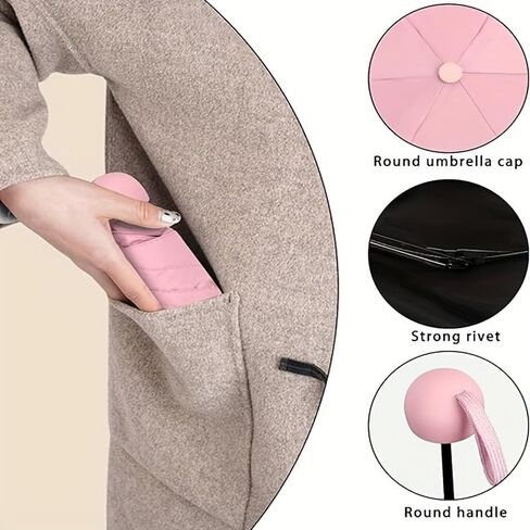 UV Protection Mini Umbrella - Portable Anti-UV Umbrella with UV Coating & 6 Reinforced Ribs for Sun Rain in Saudi Arabia