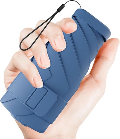 Mini Travel Folding Umbrella for Purse - UPF 50+ Sun & Rain UV Protection, Windproof Small Compact Lightweight Design Fits in Pocket or Bag, Portable Wallet Parasol for Commuter, Men Women （Blue） in Saudi Arabia