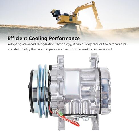 Oumefar High Performance AC Compressor, Replacement for Komatsu PC56-7, Alloy Steel Construction, Efficient Cooling for Excavator Cabin in Saudi Arabia