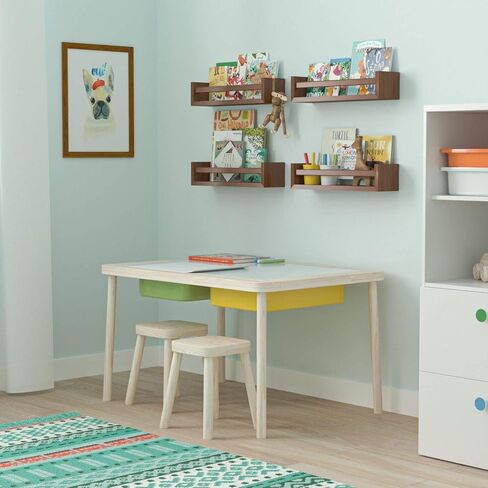 Wallniture Utah Nursery Book Shelves - Set of 2 Floating Bookshelf for Kids Room - Multi-use Kitchen Spice Rack and Bathroom Organizer, Wood Black in Saudi Arabia