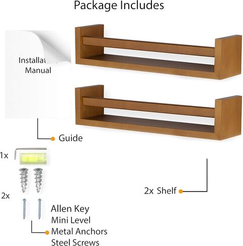 Wallniture Utah Nursery Book Shelves - Set of 2 Floating Bookshelf for Kids Room - Multi-use Kitchen Spice Rack and Bathroom Organizer, Wood Black in Saudi Arabia