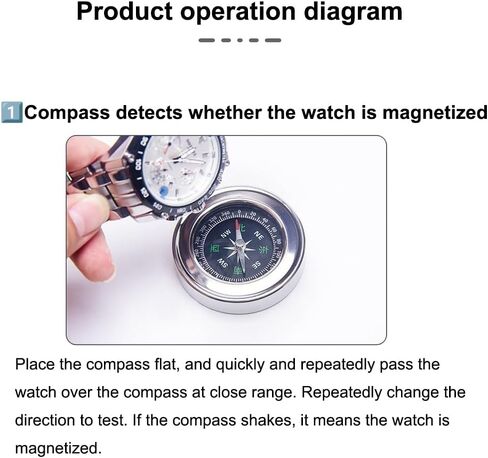 مجموعة أدوات إزالة مغناطيسية الساعة الاحترافية - أداة إزالة مغناطيسية إصلاح الساعة مع بوصلة للساعات الميكانيكية. in Kuwait
