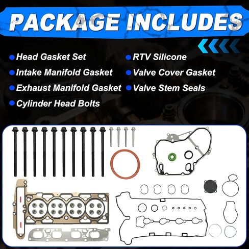 2.4 Full Head Gasket Set w/Cylinder Head Bolts Fit for Chevy Buick GMC Lacrosse Regal Verano Equinox Impala Malibu Terrain 2.4L 2011-2016 HS26517PT CS26223-1 ES72196 in Kuwait