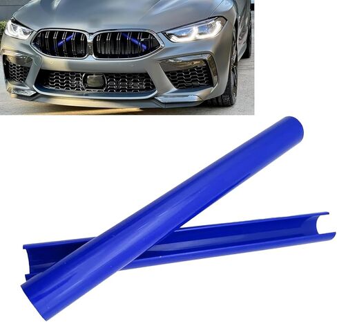 2PCS Car Grill Inserts Trims, Waterproof & Heat-resistant Vehicle Water Tank Exterior Trim, Personality Hood Grille Strips, Compatible with BMW V Brace Covers 1 2 3 4 5 6 7 Series (Blue) in Saudi Arabia