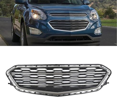 شبكة المصد العلوي الأمامية متوافقة مع 2016 2017 شيفروليه إكوينوكس بريميير L LS LT LTZ Sport Utility 4 أبواب شبكة قرص العسل لاستبدال 23370469 GM1200720C كروم شل مع إدراج أسود in Kuwait