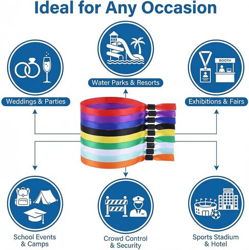 50 Pcs Cloth Event Wristband Disposable Fabric Bracelets Party Entrance Identification Wrist Strap for Concert Club Admission Summer Camp Festival VIP Drink Ticket ID in Saudi Arabia