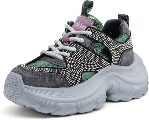 Women's Chunky Platform Sneakers Fashion Lace Up Running Shoes Comfort Non-Slip Walking Shoes in Kuwait