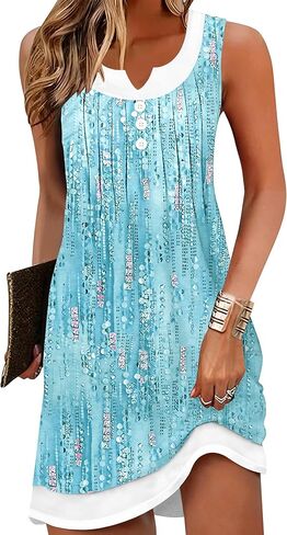 ETCYY Beach Dresses for Women 2026 Vacation Swimsuit Coverup School Teacher Summer Dress Button Down Sleeveless Boho Sundress in Saudi Arabia